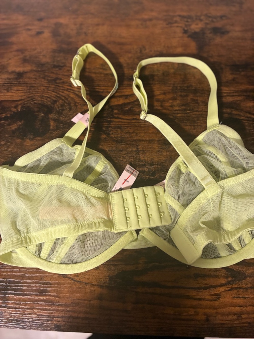 Victoria's Secret Neon Lime Sheer Underwire Bra with Rhinestone Straps - Picture 2 of 5